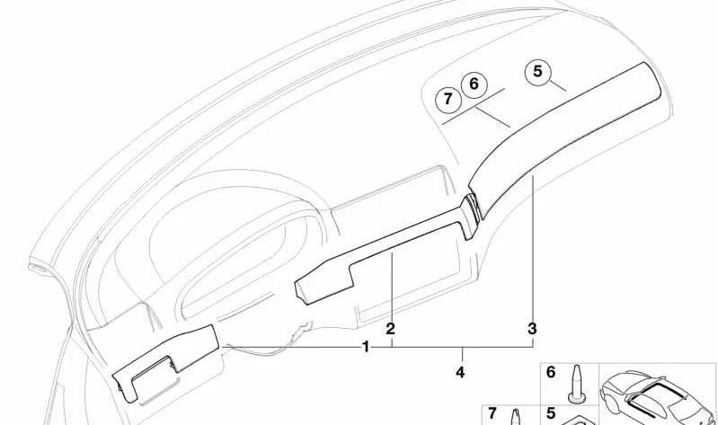 Moldura salpicadero derecha OEM 51457009952 para BMW E46. Original BMW.