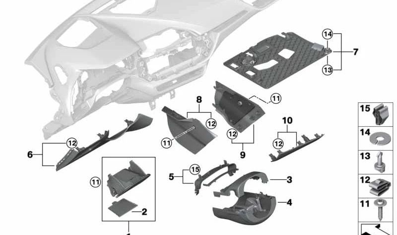 Cubierta superior de columna de dirección OEM 51456823251 para BMW F40, F44. Original BMW.