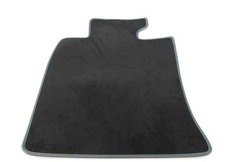 Juego de alfombrillas de moqueta con costura en azul caoba OEM 51477324847 para MINI R56 (Cooper, Cooper S, Cooper D, One) con cambio manual o automático. Original MINI.