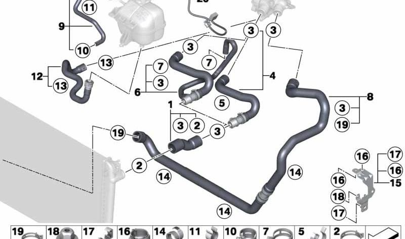 Tubo flexible de ventilación OEM 17129800488 para MINI Countryman R60 y Paceman R61. Original MINI.