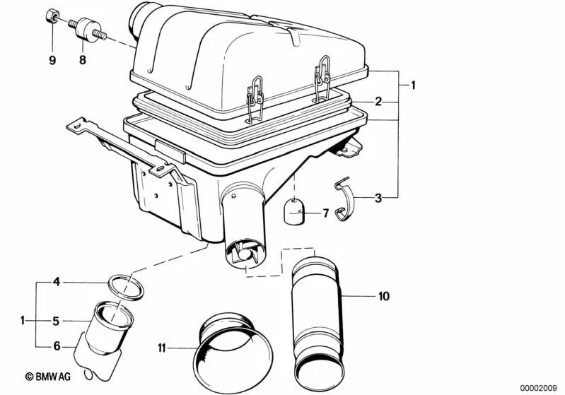 Filtre à air pour BMW Series 3 E21, E30, série 5 E12, E28, série 6 E24, 7 E23 Series (OEM 13721278138). BMW d'origine.