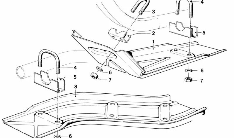 Soporte de escape OEM 18211245517 para BMW E21. Original BMW.