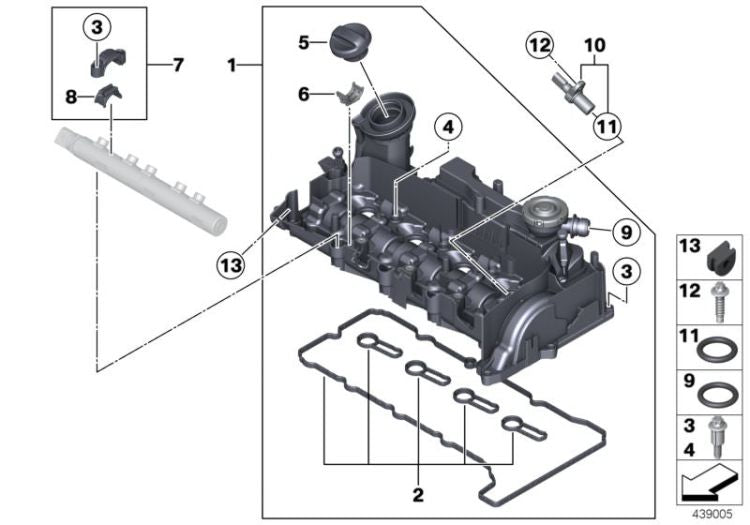 Cubierta de culata OEM 11128589943 para MINI R56 LCI, Clubman R55 LCI, Cabrio R57 LCI, Coupé R58, Roadster R59, Countryman R60, Paceman R61. Original MINI.