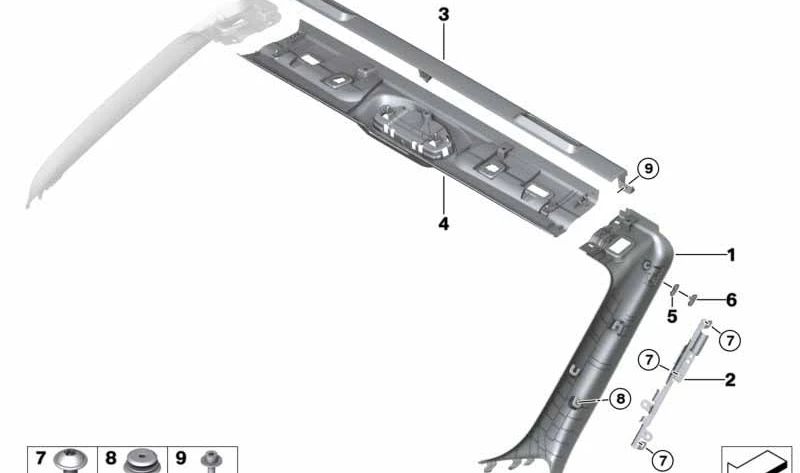Embellecedor interior pilar A izquierdo OEM 51437456437 para BMW Z4 G29. Original BMW.