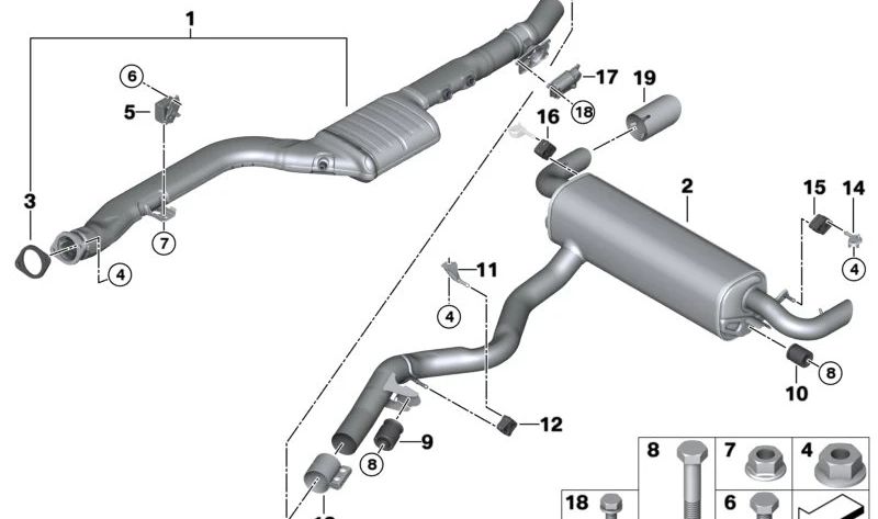 Junta plana de escape OEM 18308584100 para BMW Serie 3 F30, F31, F34 (modelos 330d y 330d xDrive con motor N57T). Original BMW.