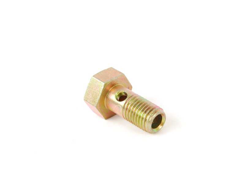 Tornillo hueco OEM 13531264360 para BMW E21, E12, E28 y E30. Repuesto original para conexión de conductos de combustible o aceite. Original BMW.