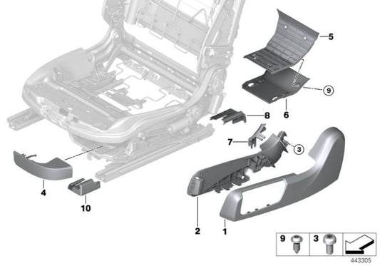 Recubrimiento izquierdo negro OEM 52107298449 para BMW 4' F33, F83 M4, 6' F06, F12, F13 y más. Original BMW.