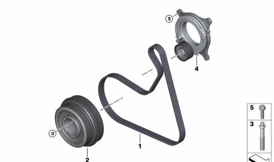 Correa Poli V OEM 11288478753 per BMW F70, F74, U06, U11 {120d, 220d, 223d XDrive, X1 20d}. BMW originale.