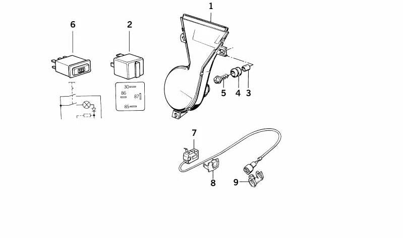 Soporte conector eléctrico OEM 61131374899 para BMW E30, E28, E34, E24, E32, E31, Z1. Original BMW.
