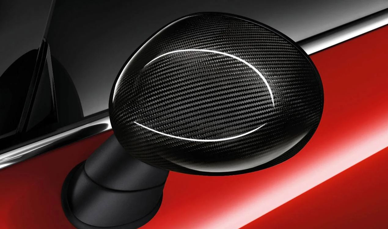 Carcasse/couvercle de rétroviseur extérieur gauche en carbone JCW OEM 51142364773 pour MINI F55, F56, F54 Clubman, F57 Cabrio, F60 Countryman. Original MINI.