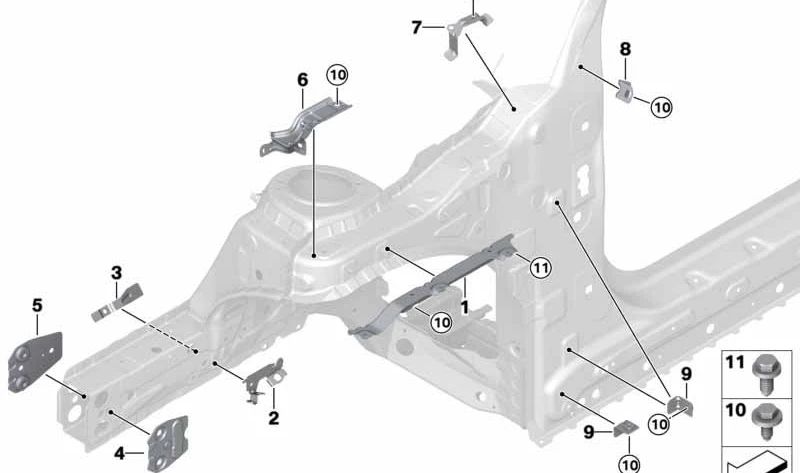 Massenschraubenstütze OEM 41007430081 für BMW F45, F45N und Mini F60, F60N. Original BMW und Mini.