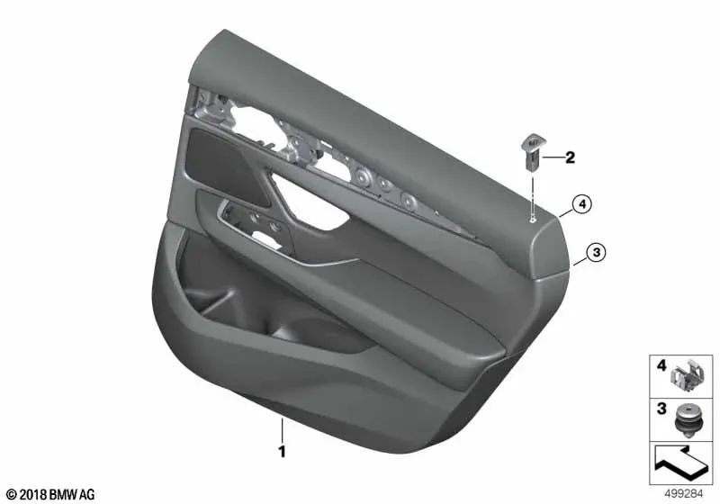 Rear left door trim for BMW G32 (OEM 51426994187). Original BMW