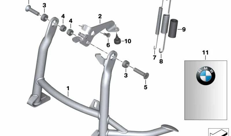 Caballete central OEM 46527704612 para motos BMW K1200S, K1300S, K1200R, K1300R. Original BMW Motorrad.