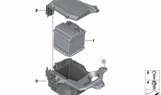 Soporte de batería OEM 61219350710 para BMW F30, F31, F34, F80. Original BMW.