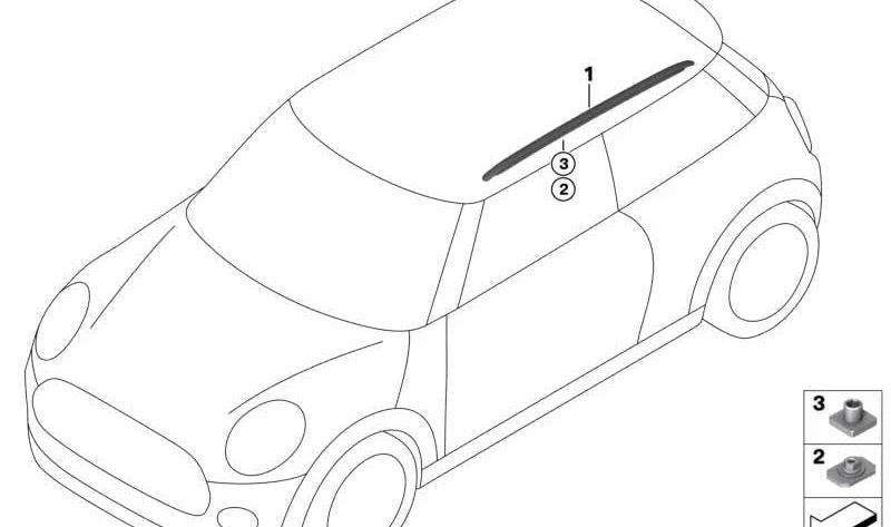 Techo borda derecha OEM 51137331932 para MINI F56, F56 BEV, F56 LCI... y más. Original MINI.