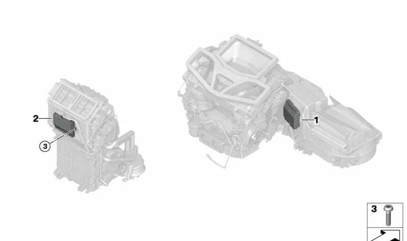 Unidad control aire acondicionado trasero OEM 64116821081 para BMW F90 M5, F90 M5 CS, G12 725Ld, G12 730Ld. Compatible con todos los modelos listados. Original BMW.