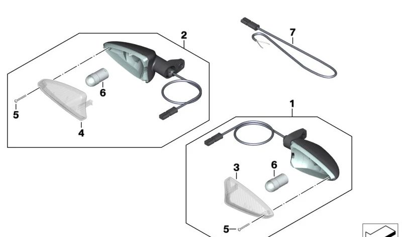 Intermitente delantero OEM 63137715766 para BMW Motorrad HP4, S1000RR (2012-2014), S1000R (2014-2016), S1000XR (2015-2016). Recambio original BMW Motorrad.