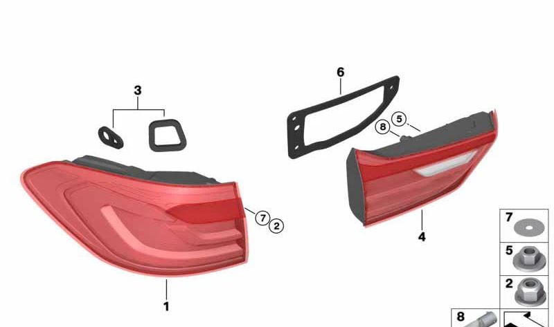 Junta de piloto trasero lateral derecho OEM 63217475846 para BMW G31 (Serie 5 Touring). Original BMW.