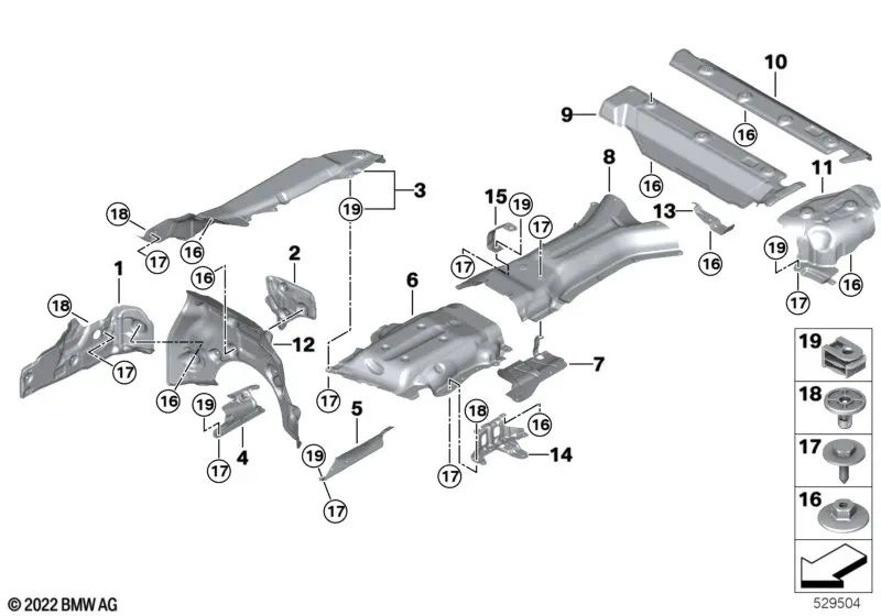 Isolamento térmico de túnel OEM 51489477792 para BMW X5 G05, X5 M F95, X6 G06, X7 G07... e muito mais. BMW genuíno.