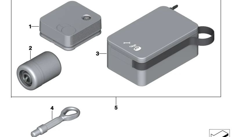 Bolsa para kit de reparación de pinchazos (Mobility System) OEM 71106898022 para MINI F54, F60 y BMW F40, G87, G60, G61, G90, G99. Original MINI y BMW.