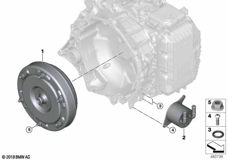 Torque converter for BMW F40, F44, F45N, F46N, F48, F48N, F39. Original BMW (OEM 24408699937)