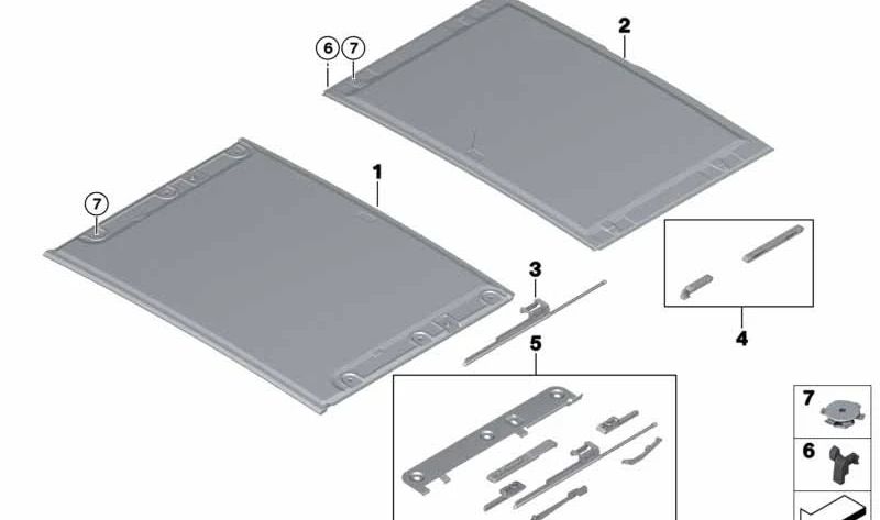 Techo interior delantero anthracita OEM 54137386997 para BMW X5 F15, F85 (todos los modelos compatibles). Pieza original BMW.
