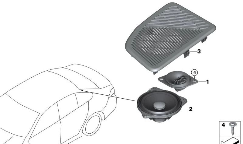Altavoz central OEM 65135A0F466 para BMW Serie 5 G60 {520d, 520dX, 520i} (modelos desde 2023). Repuesto original BMW, ideal para mejorar el sonido del coche.