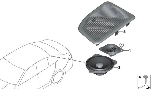 Altoparlante centrale OEM 65135A0F466 per BMW 5 G60 Serie {520D, 520dx, 520i} (modelli dal 2023). Sostituzione BMW originale, ideale per migliorare il suono dell'auto.
