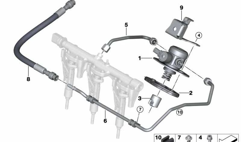 Bomba de alta presión OEM 13517636881 para BMW F20, F21, F22, F23, F45, F46, F36, F48, F39, I12, I15 y MINI F54, F55, F56, F57, F60. Original BMW y MINI.