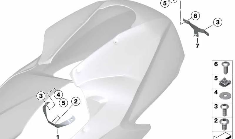 Soporte de revestimiento trasero OEM 46637707513 para motos BMW HP2 Sport. Original BMW Motorrad.