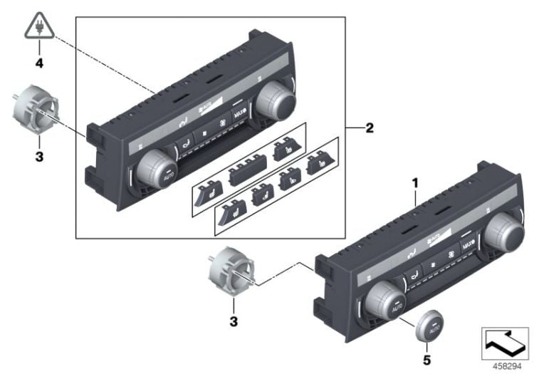 Dispositivo mando climatizador posterior OEM 61319290750 para BMW F07, F10, F11, F06, F01, F02, F03, F04 y más. Original BMW.