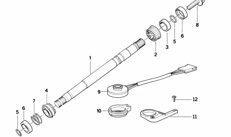 Eje superior de la columna de dirección OEM 32311158120 para BMW E28, E34, E24, E32, Z1. Original BMW.