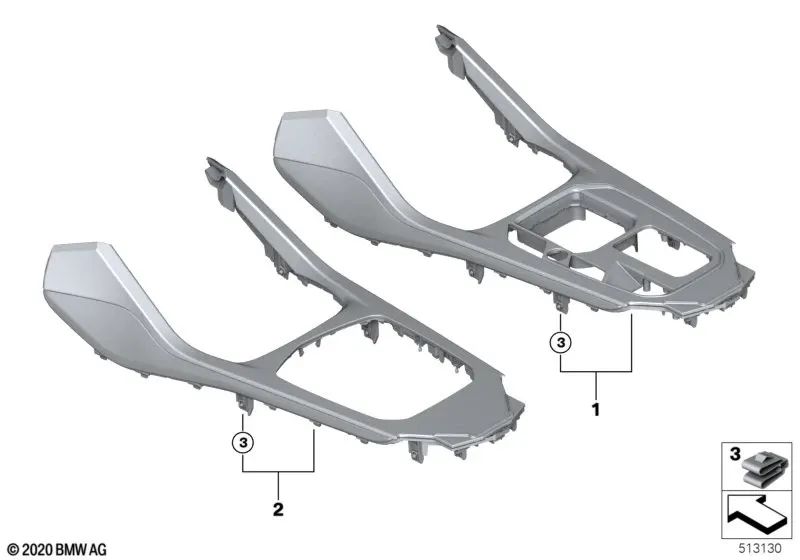 Schwarze Miko-Schutzplatte mit silbernem Quarzdekor OEM 51165A563E5 für BMW F40, F44. Original BMW.