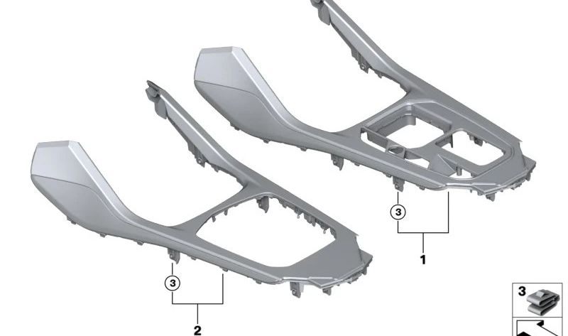 Zentrale Konsole in schwarzer Klavier OEM 51165A563E6 für BMW F40 und F44. Original BMW Stück.