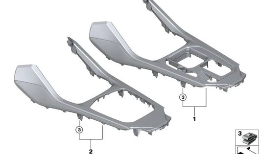 Console centrale nera e abbellimento Black Central Accent OEM 51165A049E1 per BMW 1 F40 Serie (116d, 116i, 118d, 118i, 120d, 120d XDrive, 120i) e serie 2 F44 (216i, 218d). BMW originale.