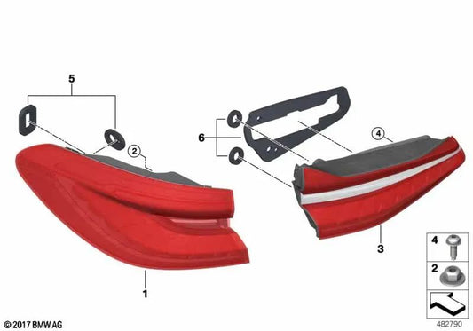 Juego de juntas para luz trasera lateral OEM 63217956277 para BMW Serie 6 G32 GT, G32 GT LCI. Original BMW.
