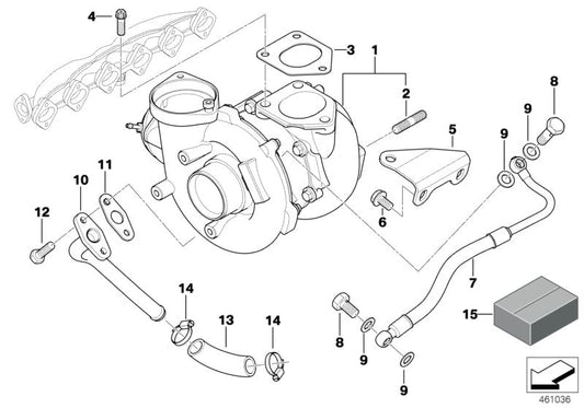Tubería de retorno de aceite OEM 11427785856 para BMW E60, E61, E53, E65 (modelos 525d, 530d con motor M57). Original BMW.