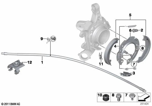Handbrake Cable for BMW F34, F35 (OEM 34406857641). Original BMW