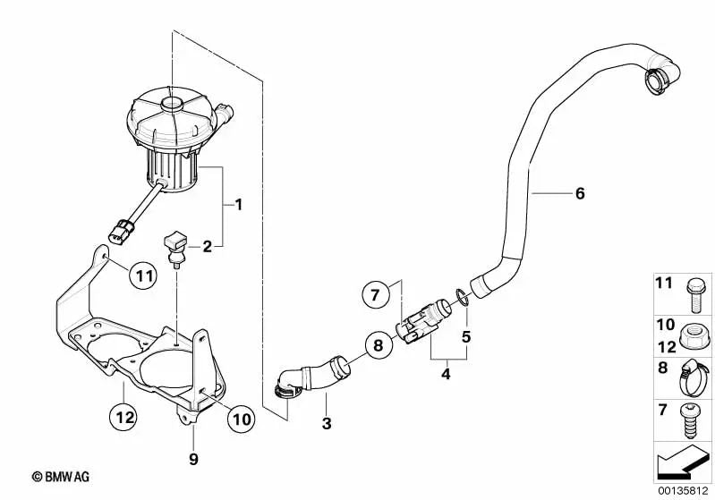 Manguera aspirador OEM 11727836527 para BMW E60, E61, E63, E64. Original BMW.