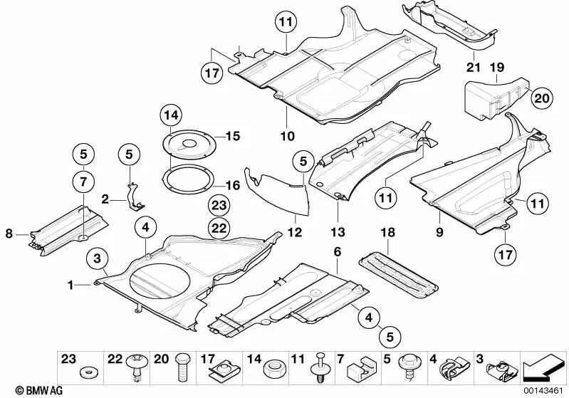 Bassabdeckung des Autos für BMW E46 (OEM 51717892122). Original BMW.