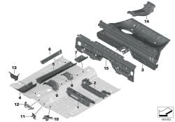Consola conexión eje delantero interior izquierdo OEM 41117361189 para BMW F40, F44, F45, F46, X1 F48, X2 F39 y MINI F56, F55, Clubman F54, Countryman F60... y más. Original BMW y MINI.