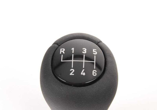 Pomo de cambio de cuero 6 marchas OEM 25117839528 para BMW E60, E61, F25, F26. Original BMW.