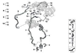 Pipeline de réfrigérant du turbocompresseur de gaz d'échappement pour BMW G12, G12N, G16 (OEM 11539485761). BMW d'origine.