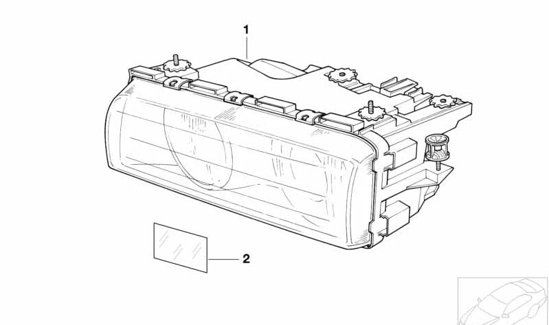 Faro delantero derecho OEM 63128386290 para BMW Serie 7 E38 (725tds, 728i, 728iL, 730d... y más). Original BMW.