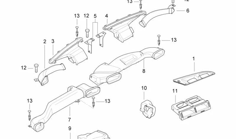 Soporte del conducto de aire OEM 64228157851 para BMW E38. Original BMW.