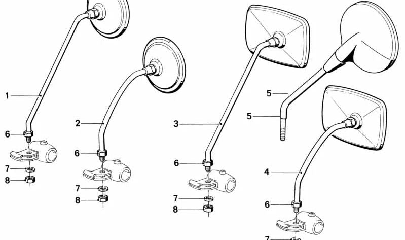 Espejo derecho para BMW R248 (OEM 51161237640). Original BMW