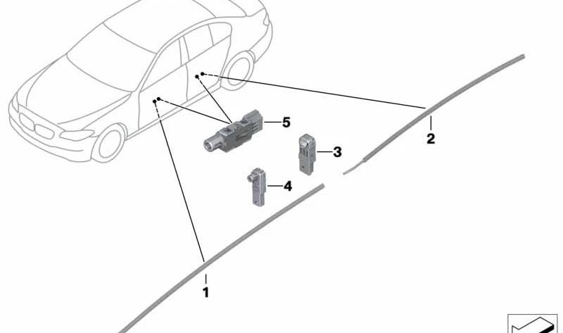 Guía de luz izquierda para hueco puerta OEM 63319186639 para BMW F10, F10N, F11, F11N, F18, F18N. Pieza original BMW.