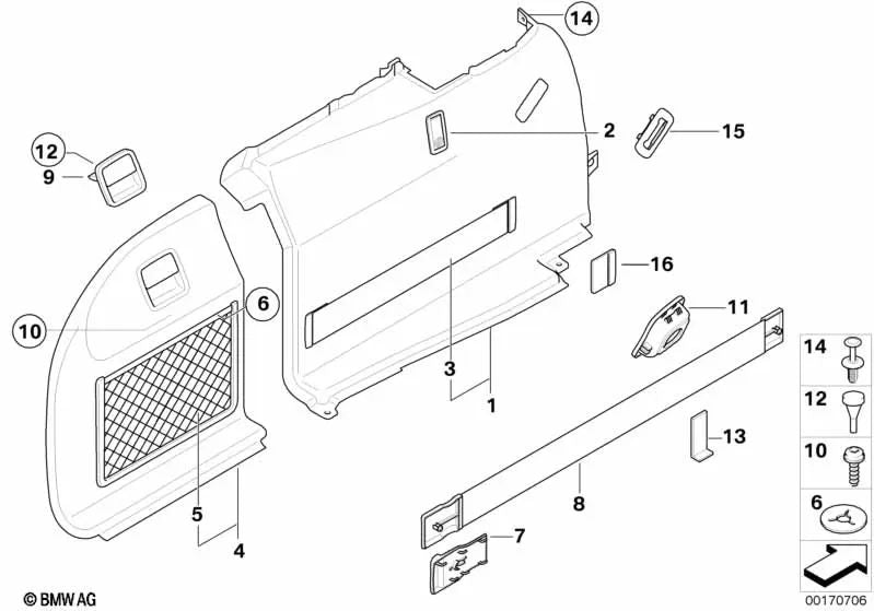 Network di archiviazione per BMW 5 E61 Series, E61N (OEM 51477157607). BMW originale.