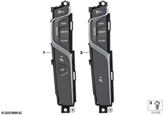 Elemento de mando consola central OEM 61316993921 para BMW Serie 5 G30, G31, X3 G01, iX3 G08. Original BMW.