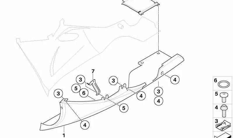 Espoiler motor izquierdo OEM 46637719039 para motos BMW K 1200 S, K 1300 S. Original BMW Motorrad.
